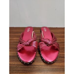 Charles David Womens 9 Bravo Corded Knot Slides‎ Sandals Hot Pink $85